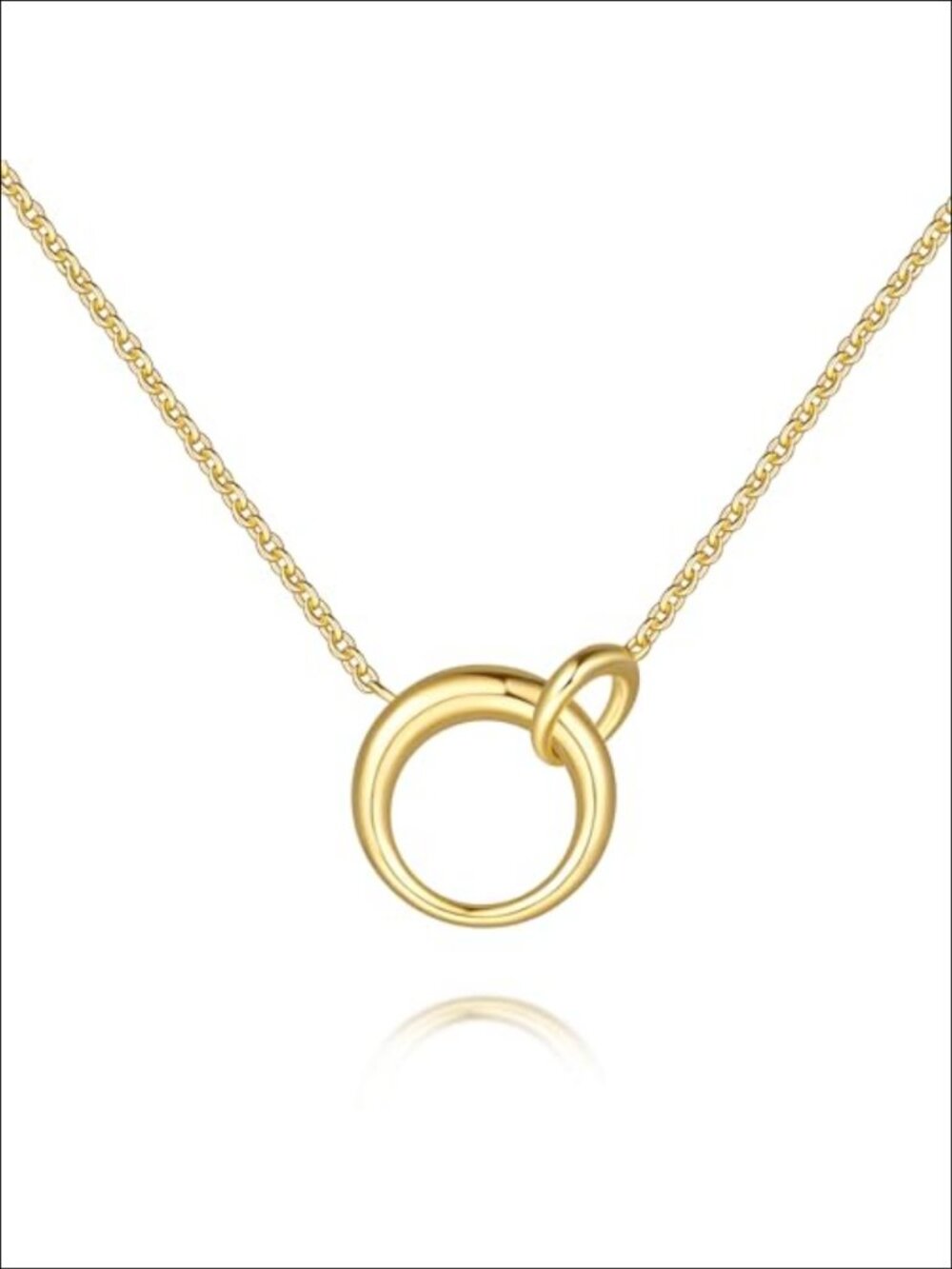 14k Gold Plated Pendant Necklace Double Circle Dainty 17 in